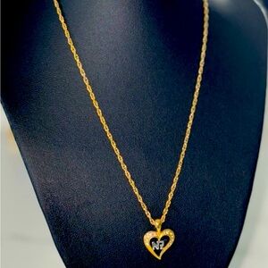 Nina Ricci gold tone rhinestone heart necklace